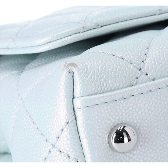 Chanel Coco Handle Bag Quilted Caviar Extra Mini Iridescent Blue Rainbow HW - Picture 9 of 9